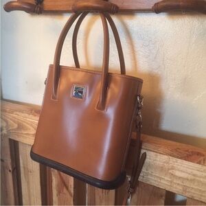 Dooney & Bourke Tan and Dark Brown Leather Crossbody Tote